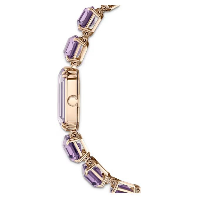 Watch Octagon cut bracelet, Purple, Champagne gold-tone finish