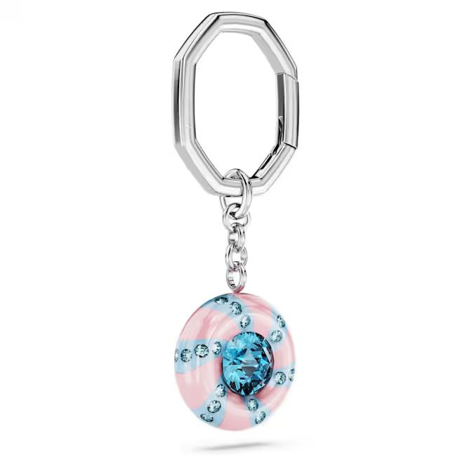 Dulcis key ring Round cut, Multicolored, Rhodium plated