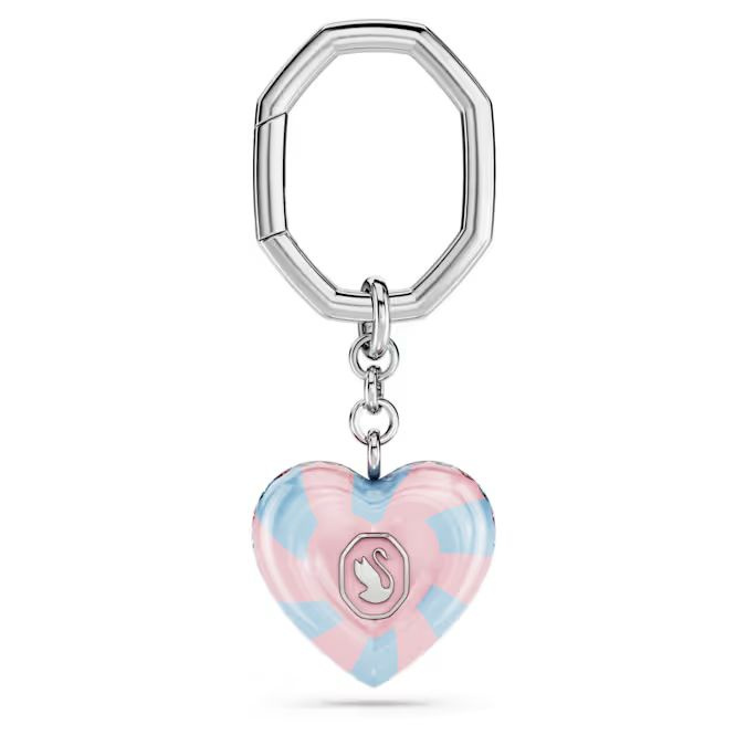 Dulcis key ring Heart cut, Heart, Multicolored, Rhodium plated