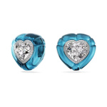 Dulcis clip earrings Heart cut, Pavé, Heart, Blue, Rhodium plated