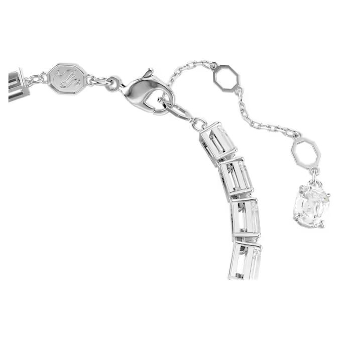 Matrix Tennis bracelet Baguette cut, White, Rhodium plated