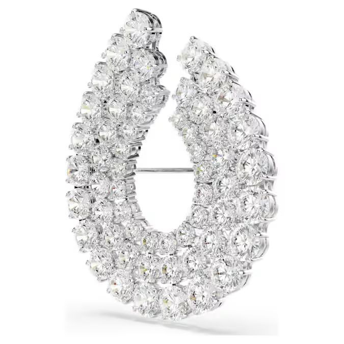 Matrix brooch Round cut, White, Rhodium plated