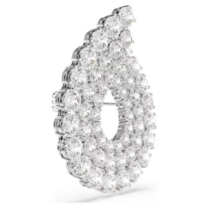 Matrix brooch Round cut, White, Rhodium plated