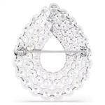 Matrix brooch Round cut, White, Rhodium plated