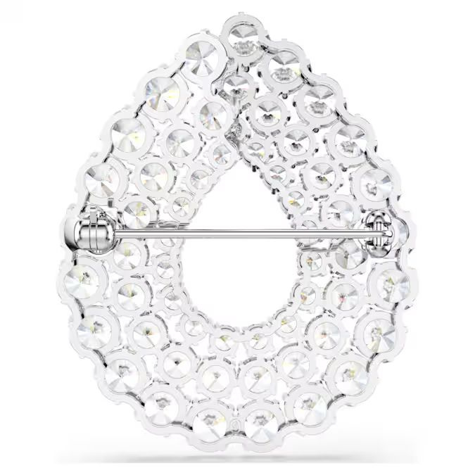 Matrix brooch Round cut, White, Rhodium plated