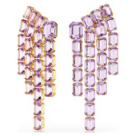 Millenia clip earrings Octagon cut, Chandelier, Purple, Gold-tone plated