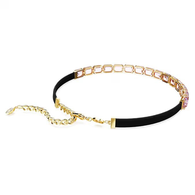 Millenia Tennis choker Octagon cut, Purple, Gold-tone plated