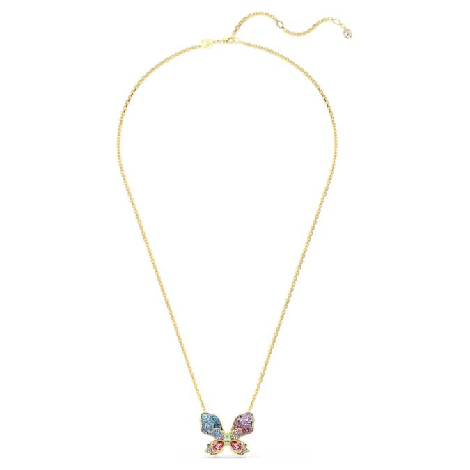 Idyllia pendant and brooch Mixed cuts, Pavé, Butterfly, Multicolored, Mixed metal finish