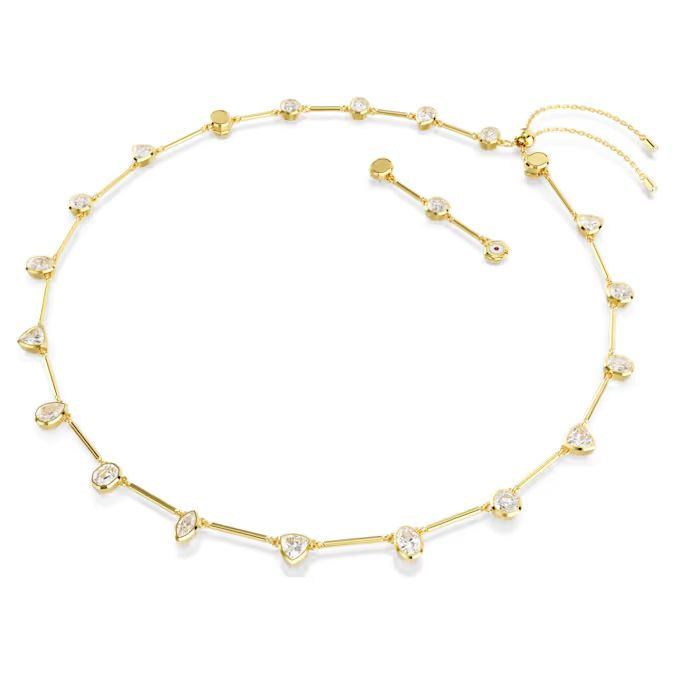 Imber Tennis necklace Magnetic closure, Mixed cuts, White, Gold-tone plated