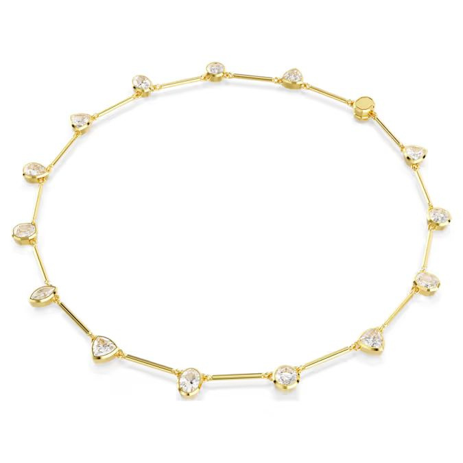 Imber Tennis necklace Magnetic closure, Mixed cuts, White, Gold-tone plated