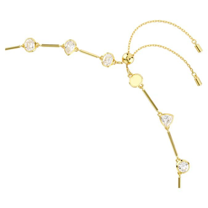 Imber Tennis necklace Magnetic closure, Mixed cuts, White, Gold-tone plated