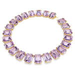 Millenia Tennis necklace Octagon cut, Purple, Gold-tone plated