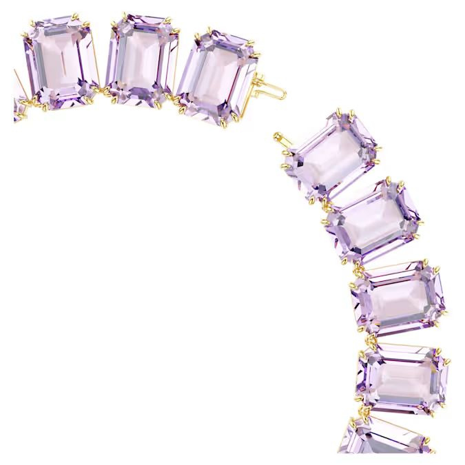 Millenia Tennis necklace Octagon cut, Purple, Gold-tone plated