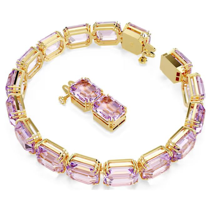 Millenia Tennis bracelet Octagon cut, Purple, Gold-tone plated