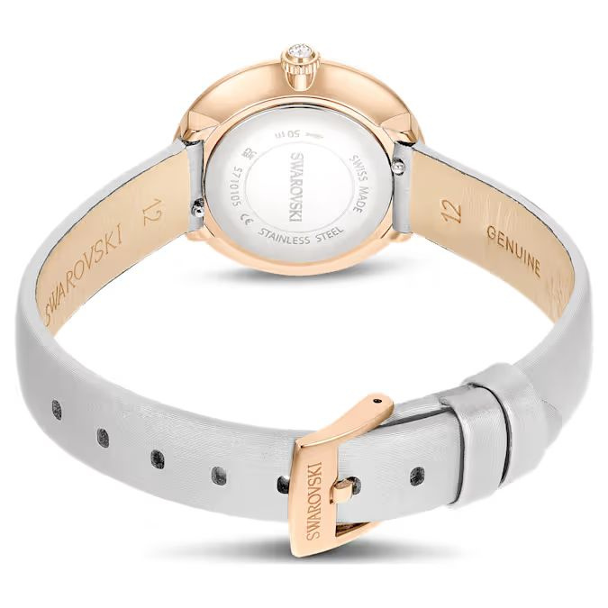 Matrix Tennis watch Swiss Made, Leather strap, Gray, Rose gold-tone finish