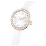 Matrix Tennis watch Swiss Made, Leather strap, White, Champagne gold-tone finish