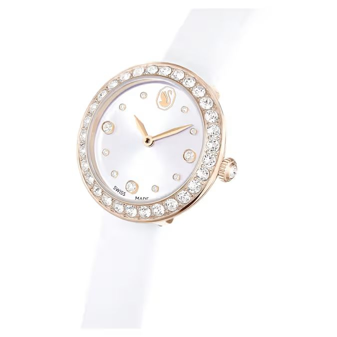 Matrix Tennis watch Swiss Made, Leather strap, White, Champagne gold-tone finish