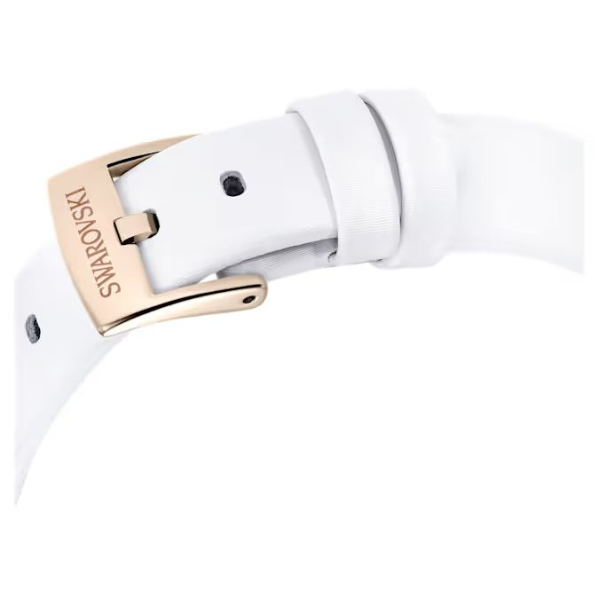 Matrix Tennis watch Swiss Made, Leather strap, White, Champagne gold-tone finish