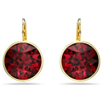 Bella drop earrings Round cut, Red, Gold-tone plated