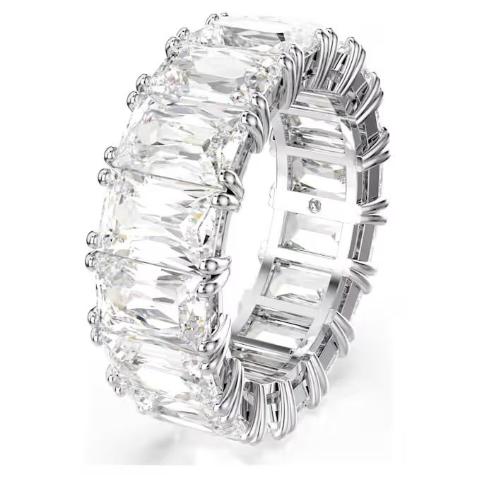 Matrix Vittore ring Baguette cut, White, Rhodium plated