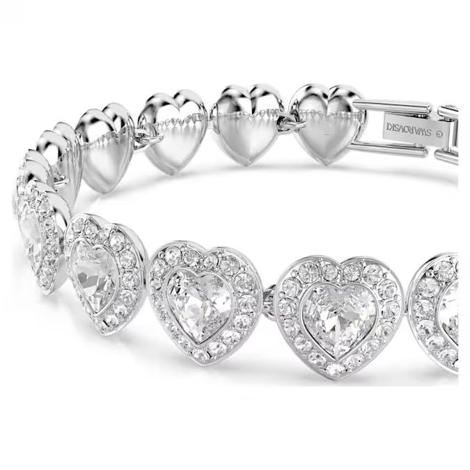 Ariana Grande x Swarovski Tennis bracelet Mixed cuts, Heart, White, Rhodium plated