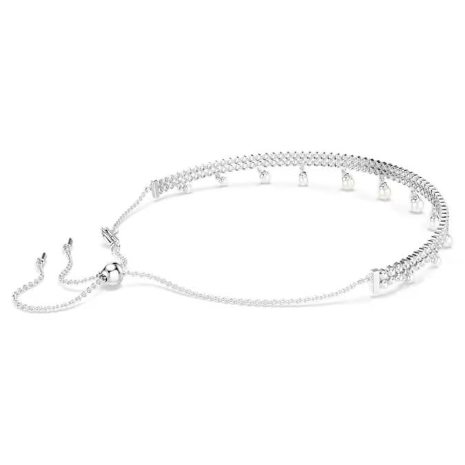 Ariana Grande x Swarovski choker Crystal pearl, Round cut, White, Rhodium plated