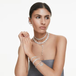 Ariana Grande x Swarovski choker Crystal pearl, Round cut, White, Rhodium plated