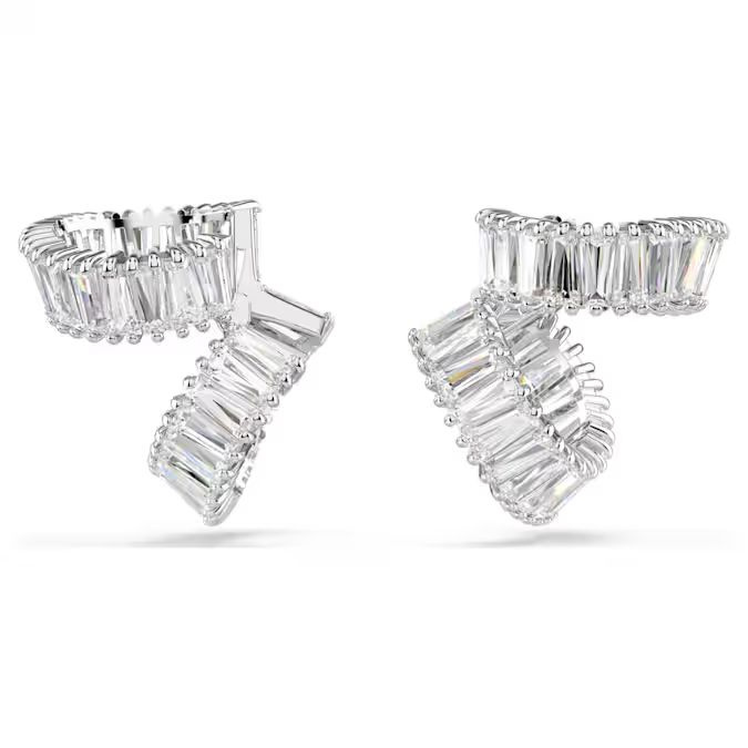 Ariana Grande x Swarovski ear cuffs Baguette cut, White, Rhodium plated