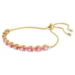 Matrix bracelet Pear cut, Pink, Gold-tone plated