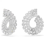 Matrix hoop earrings Mixed round cuts, White, Rhodium plated