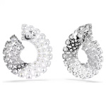 Matrix hoop earrings Mixed round cuts, White, Rhodium plated