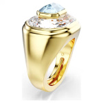 Chroma cocktail ring Octagon cut, Blue, Gold-tone plated