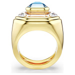 Chroma cocktail ring Octagon cut, Blue, Gold-tone plated