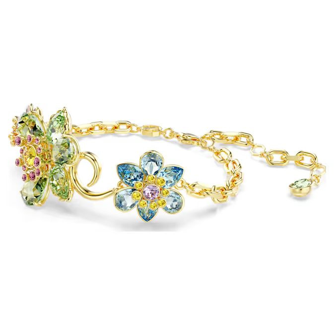 Idyllia bracelet Mixed cuts, Flower, Multicolored, Gold-tone plated