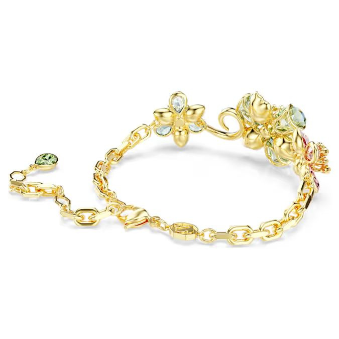 Idyllia bracelet Mixed cuts, Flower, Multicolored, Gold-tone plated