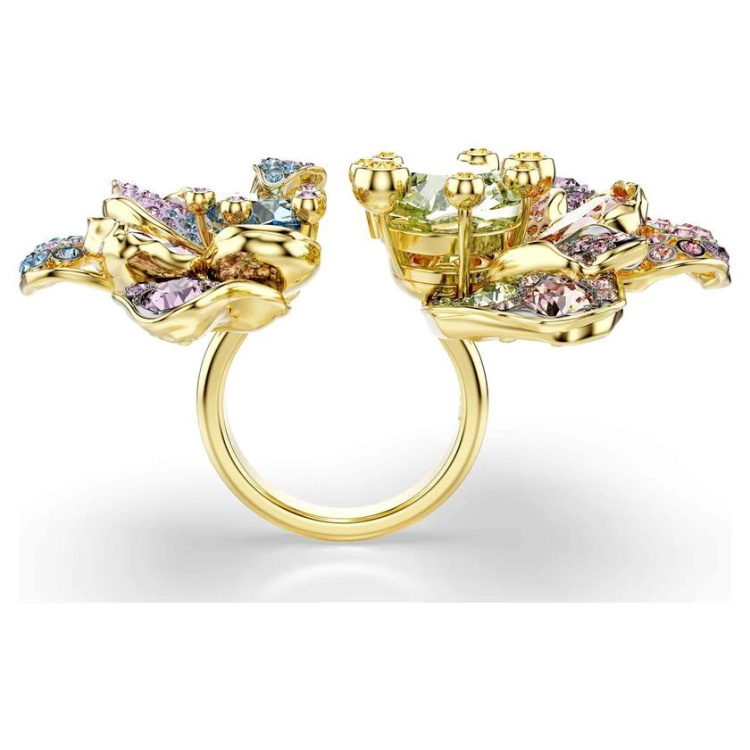 Idyllia ring Mixed cuts, Pavé, Flower, Multicolored, Mixed metal finish