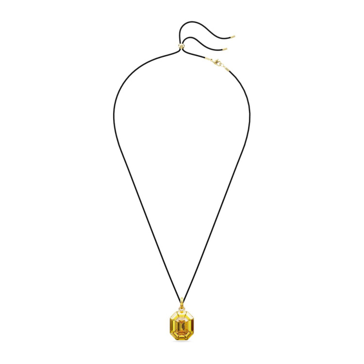 Lucent pendant, Octagon shape, Yellow, Gold-tone plated