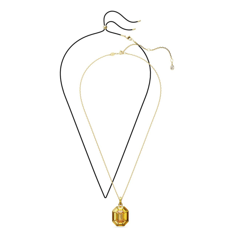 Lucent pendant, Octagon shape, Yellow, Gold-tone plated