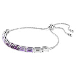 Matrix bracelet Baguette cut, Purple, Rhodium plated