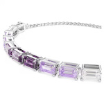 Matrix bracelet Baguette cut, Purple, Rhodium plated