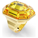 Lucent cocktail ring Octagon shape, Yellow, Gold-tone plated