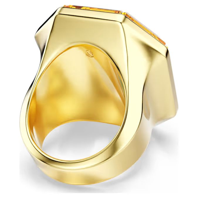 Lucent cocktail ring Octagon shape, Yellow, Gold-tone plated