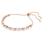 Matrix Tennis bracelet Crystal pearl, Round cuts, White, Rose gold-tone plated