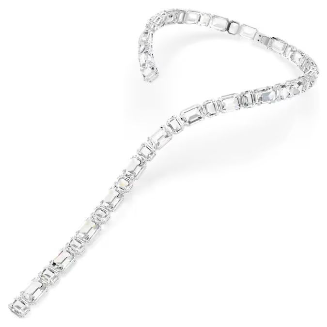 Millenia Tennis necklace Octagon cut, White, Rhodium plated