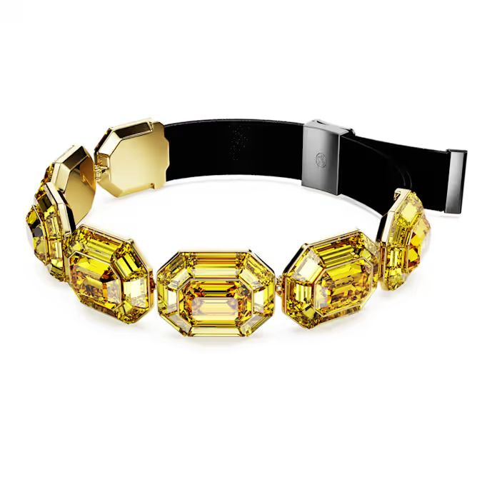 Lucent choker Octagon shape, Yellow, Gold-tone plated