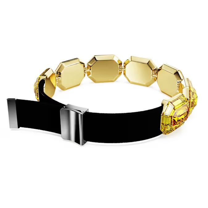 Lucent choker Octagon shape, Yellow, Gold-tone plated