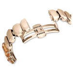 Watch Octagon cut bracelet, Brown, Champagne gold-tone finish