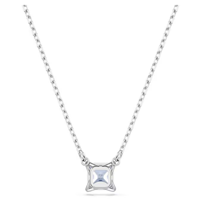 Matrix pendant Square cut, Blue, Rhodium plated