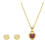 Chroma set Heart, Red, Gold-tone plated