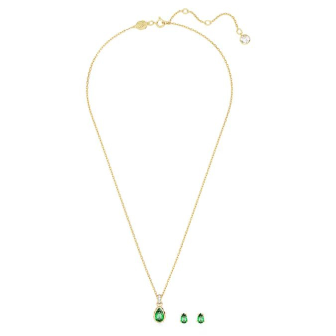 Chroma set Mixed cuts, Green, Gold-tone plated